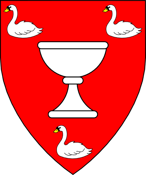 [Gules, a chalice between three swans naiant argent.]