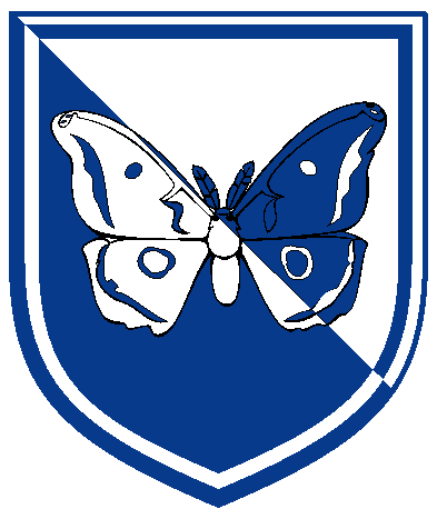 [Per bend argent and azure, a moth displayed within a tressure counterchanged	  ]