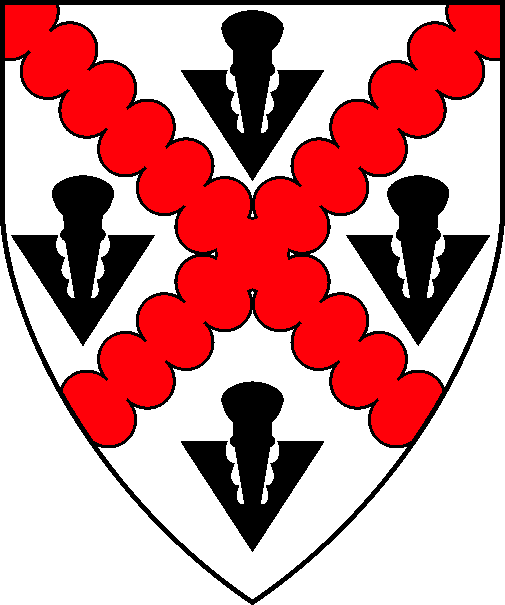 [Argent, a saltire invected gules between four pheons sable]