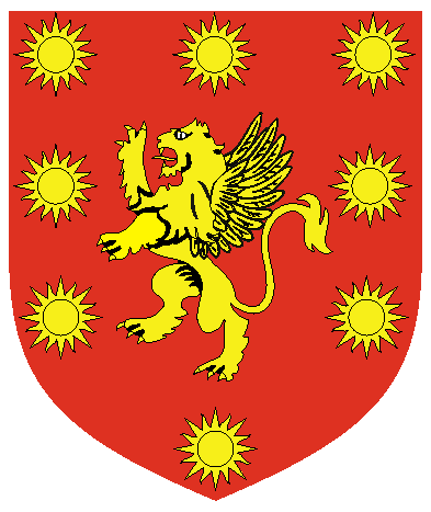 [Gules, a winged lion segreant within an orle of suns Or	  ]