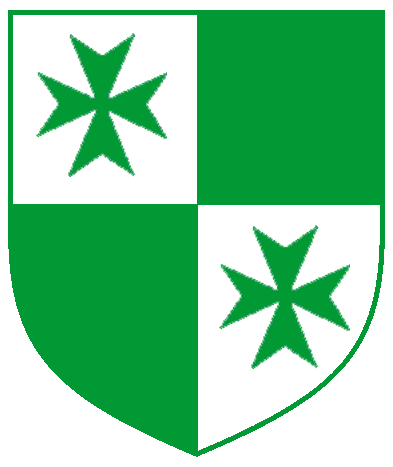 [Quarterly argent and vert, two Maltese crosses vert.
]