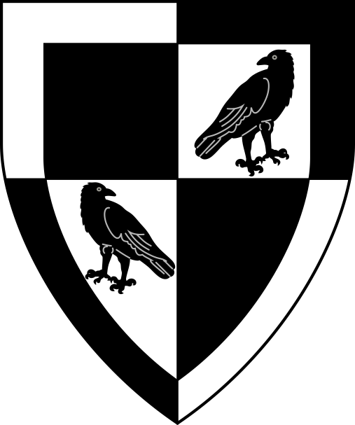 [Quarterly sable and argent, two ravens addorsed reguardant sable, a bordure counterchanged]