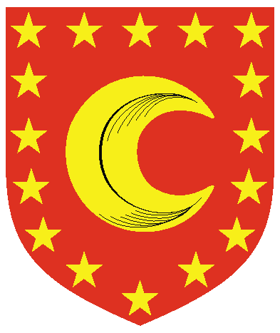 [Gules, a decrescent moon within an orle of mullets Or	  ]