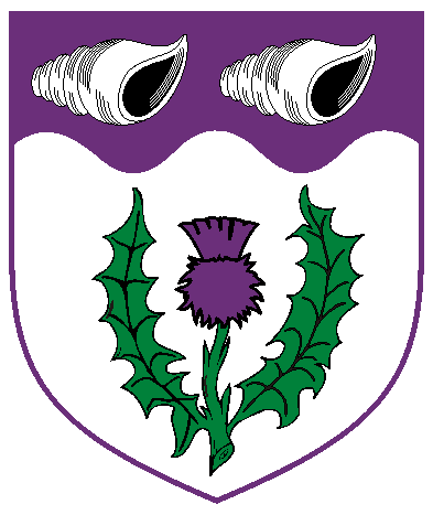 [Argent, a thistle proper and on a chief wavy purpure two whelks fesswise reversed argent.

]