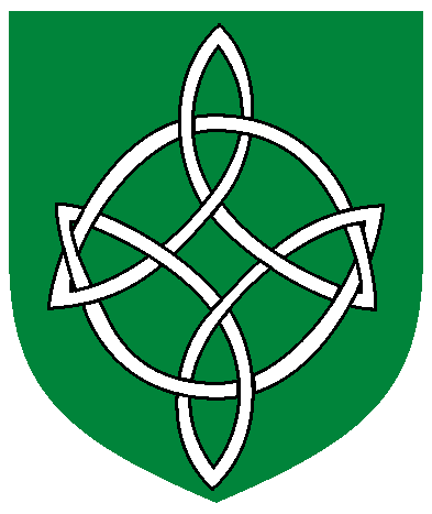[Vert, in pale a triquetra and a triquetra inverted braced argent	  ]