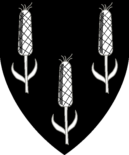 [Sable, three ears of maize slipped and leaved argent]