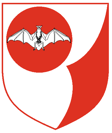 [Argent, a gore sinister gules, a torteau charged by a bat displayed argent	  ]