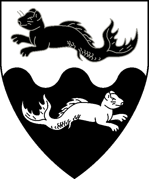 [Per fess wavy argent and sable, two sea-otters naiant counternaiant counterchanged]