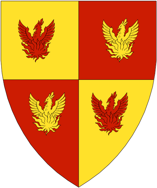 [Quarterly Or and gules, four phoenixes counterchanged.]