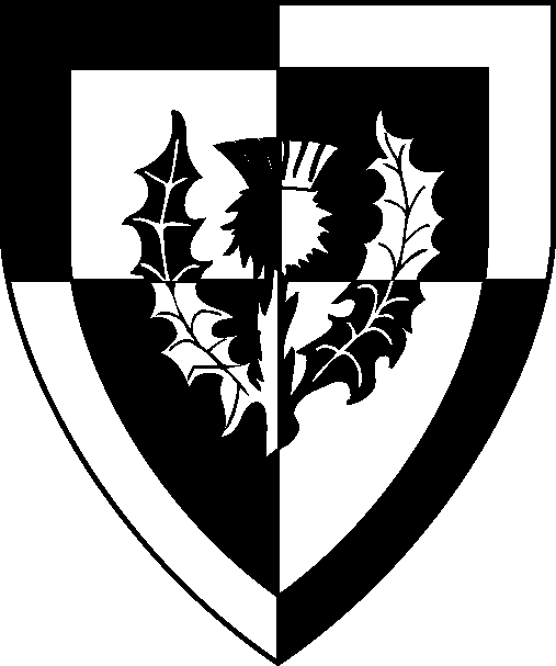 [Quarterly argent and sable, a thistle and a bordure counterchanged.]
