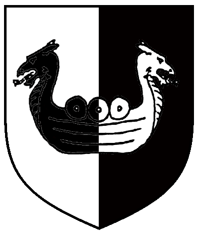 [Per pale argent and sable, in fess two drakkar prows palewise addorsed counterchanged	  ]