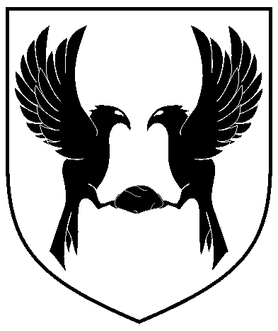 [Argent, two ravens rising wings addorsed respectant, maintaining between them a stone sable	  ]