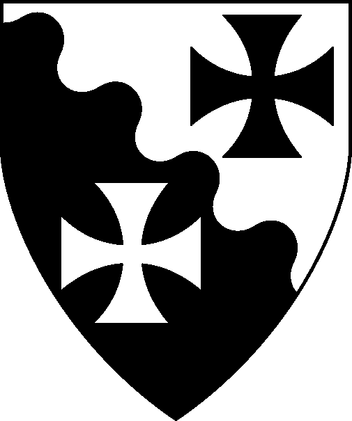 [Per bend wavy argent and sable, two crosses formy counterchanged]