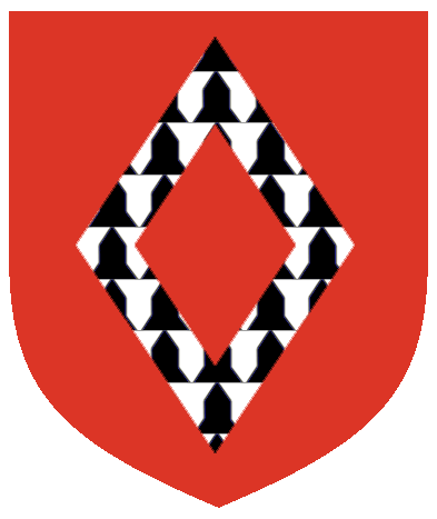 [Gules, a mascle vairy sable and argent.]