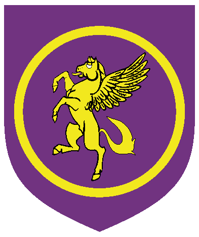 [Purpure, a pegasus segreant within an annulet Or]