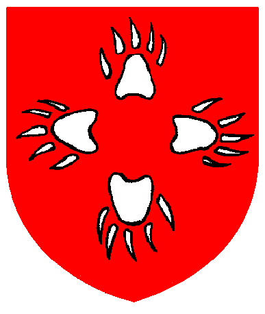 [Gules, four bear's paw prints in cross bases to center argent	  	  	  ]