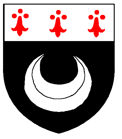 [Sable, a crescent and on a chief argent three ermine spots gules	  ]