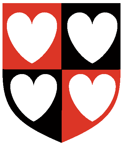 [Quarterly gules and sable, four hearts argent]