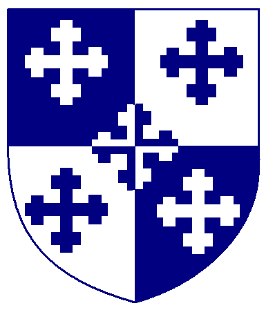 [Quarterly azure and argent, five crosses crosslet in saltire counterchanged]