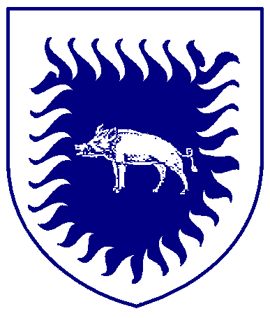 [Azure, a boar statant and a bordure rayonny argent.]