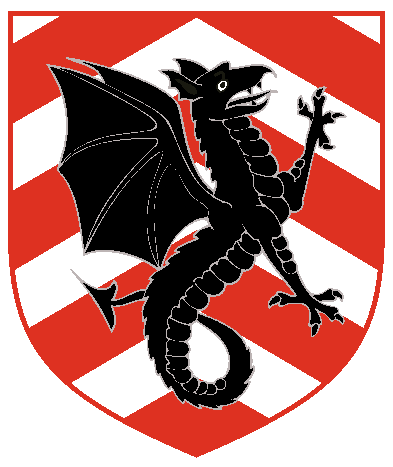 [Chevronelly argent and gules, a wyvern segreant to sinister sable	  ]