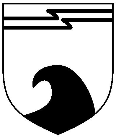 [Argent, in chief a barrulet gemel beviled arrondi and issuant from base a wave reversed sable.  ]