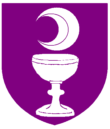 [Purpure, in pale an increscent and a goblet argent]