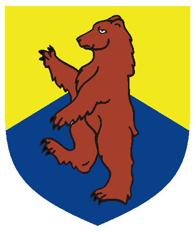 [Per chevron Or and azure, a grizzly bear rampant proper]