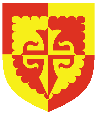 [Quarterly Or and gules, a cross of Santiago within a bordure engrailed counterchanged	  ]