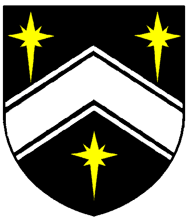[Sable, a chevron argent cotised between three compass-stars elongated to base Or	  ]