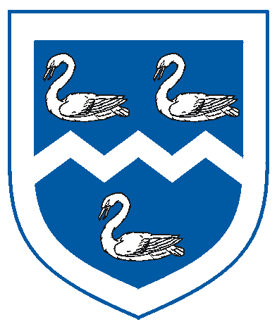 [Azure, a dance between three swans naiant within a bordure argent]